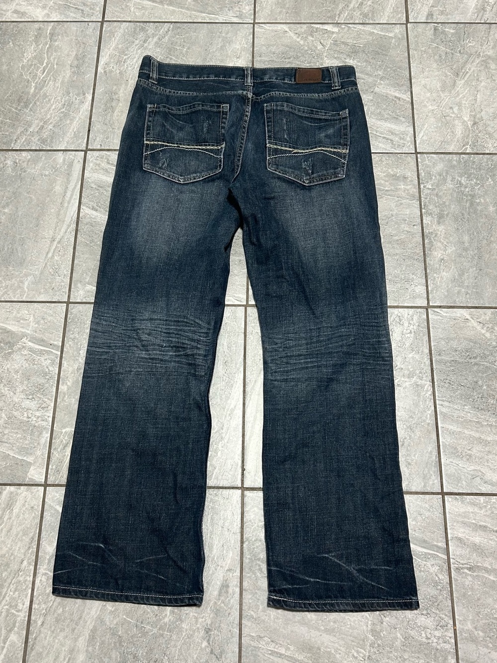 Y2K Flypaper Jeans Mens 34x32 Bootcut Dark Wash Faded Denim Embroidered
